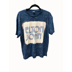 Elton John 42‎ Navy Blue Splatter T-Shirt L cotton
